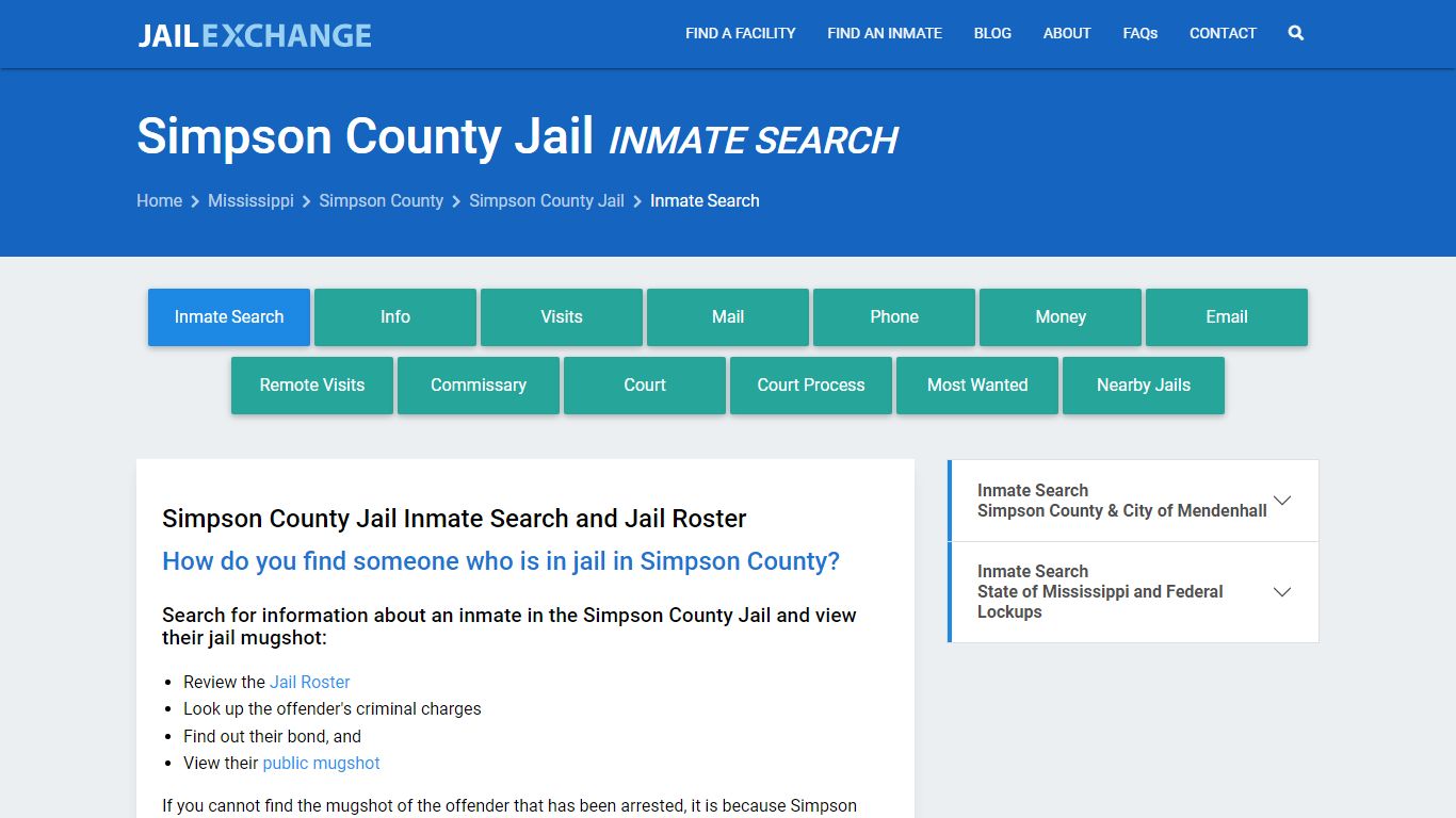 Inmate Search: Roster & Mugshots - Simpson County Jail, MS - Jail Exchange
